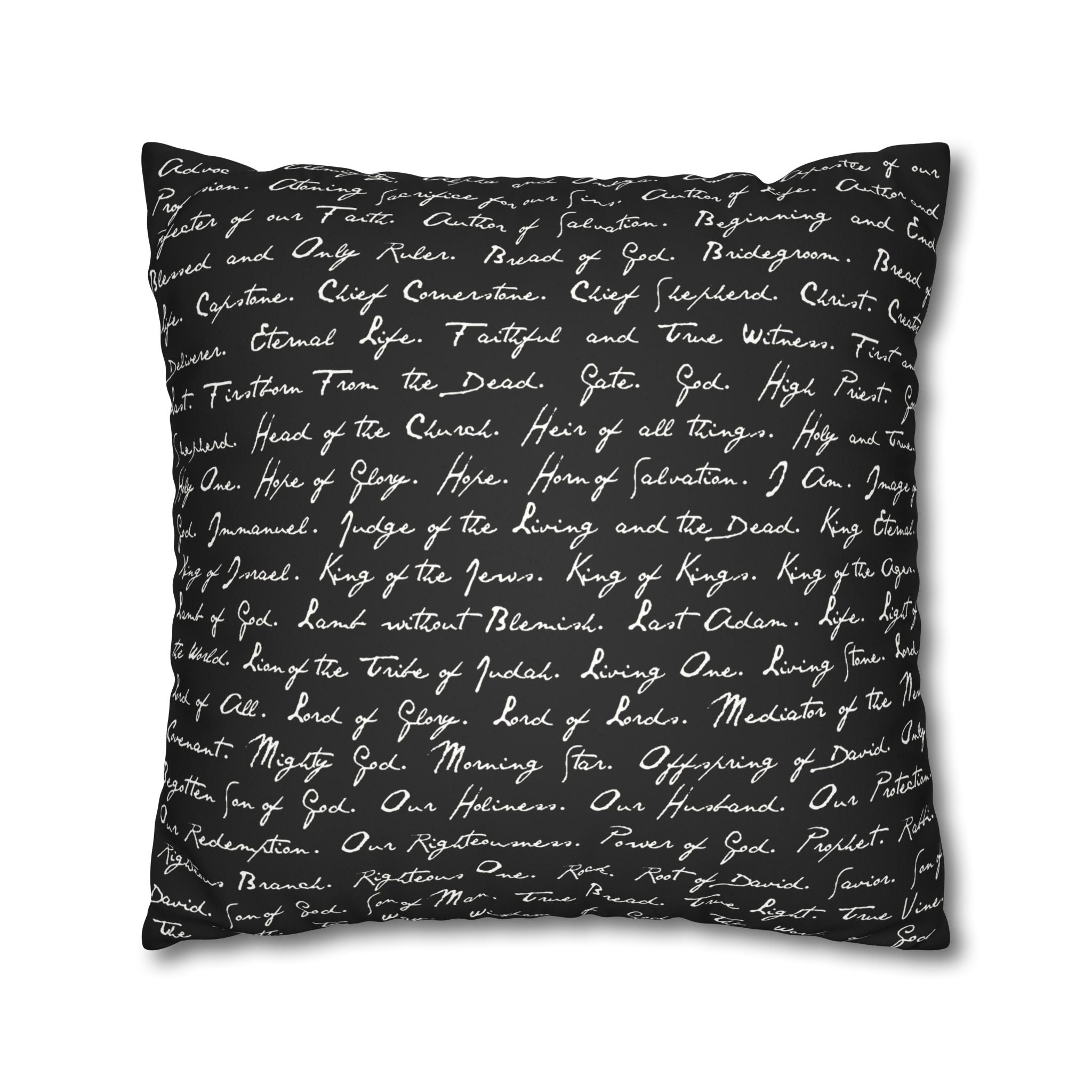 Every Knee + Jesus's Names Pillowcase, Faux Suede, Black