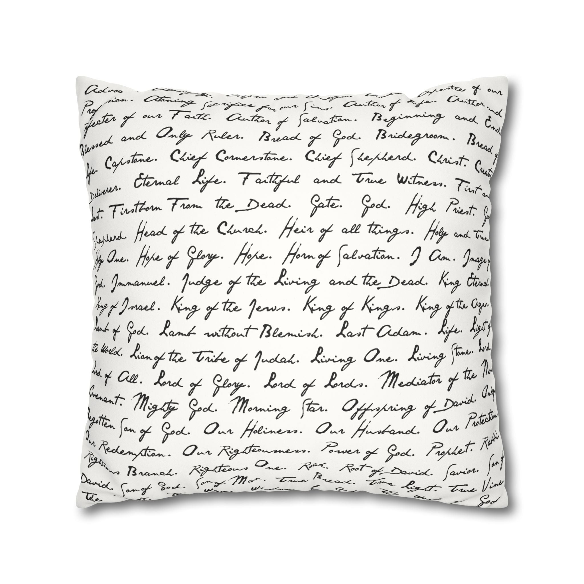 Every Knee + Jesus's Names Pillowcase, Faux Suede, White