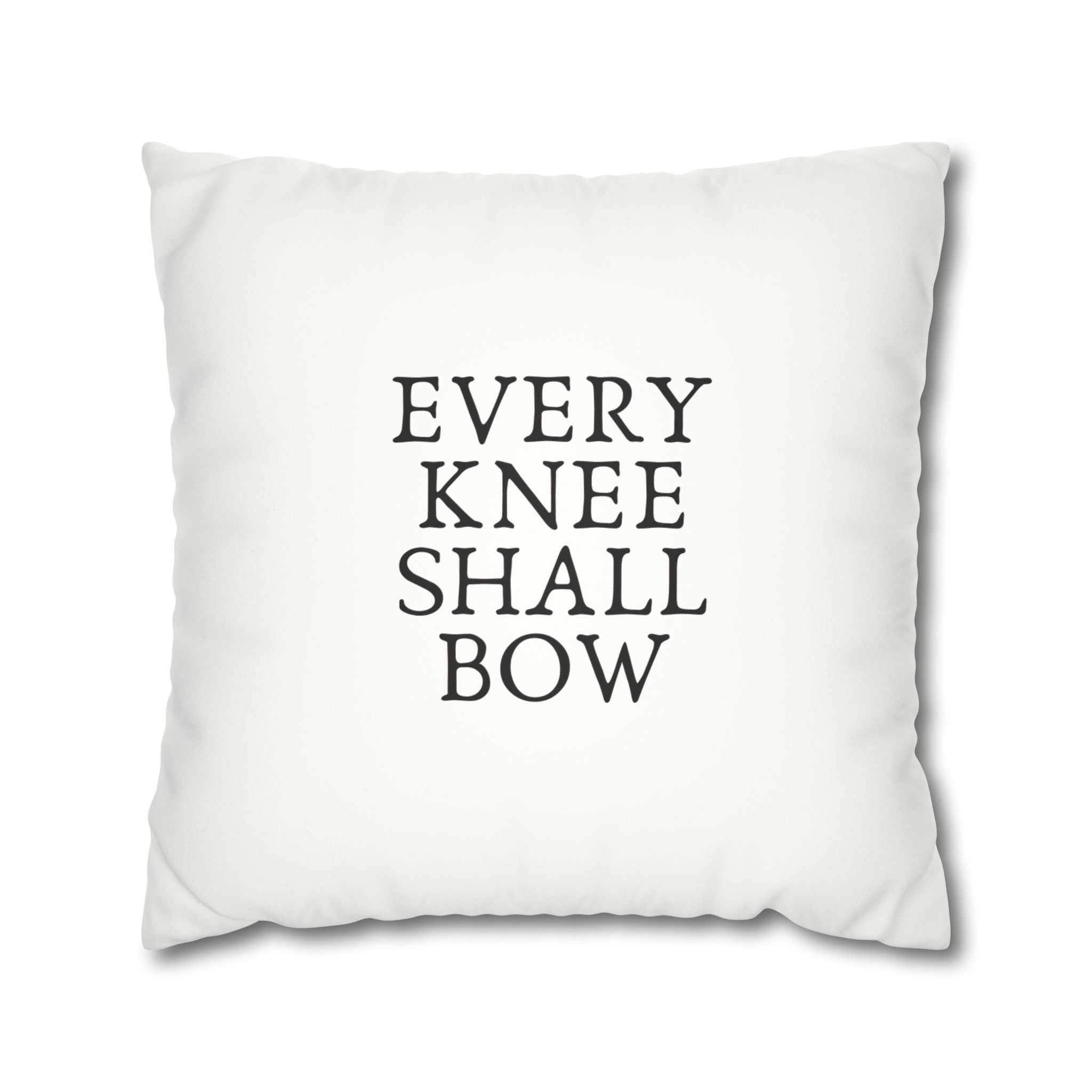 Every Knee + Jesus's Names Pillowcase, Faux Suede, White