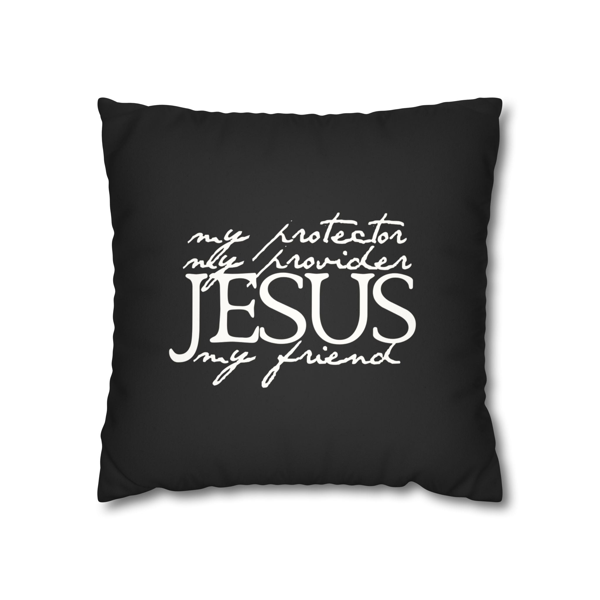 Jesus My Friend Psalm 23 Faux Suede Pillowcase, Black