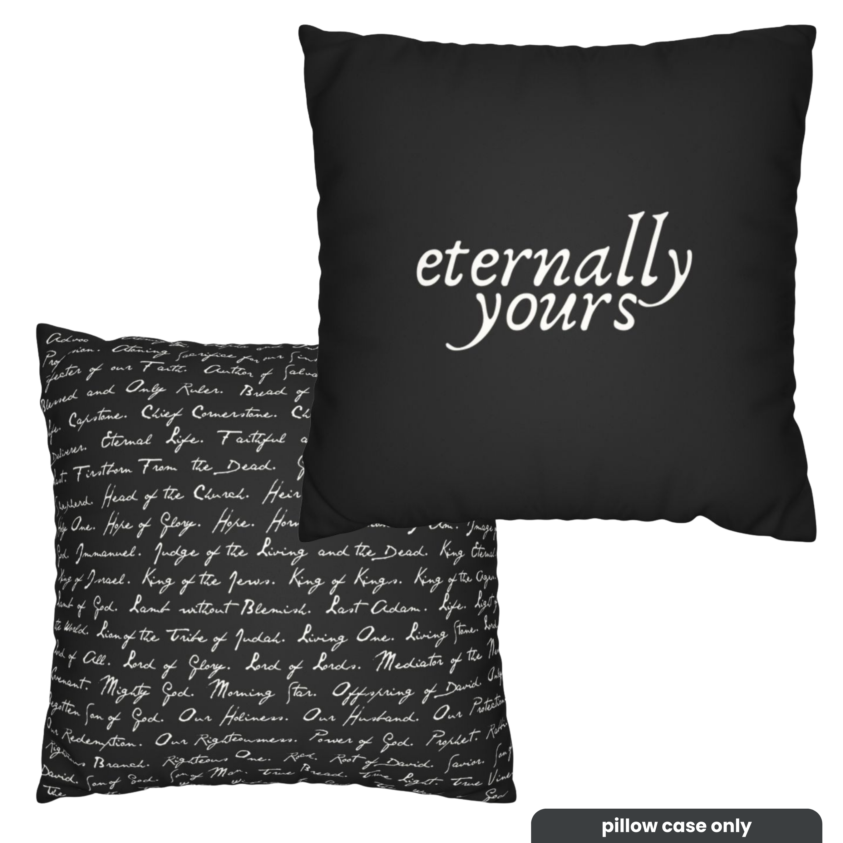Eternally Yours Psalm 23 Pillowcase, Faux Suede, Black