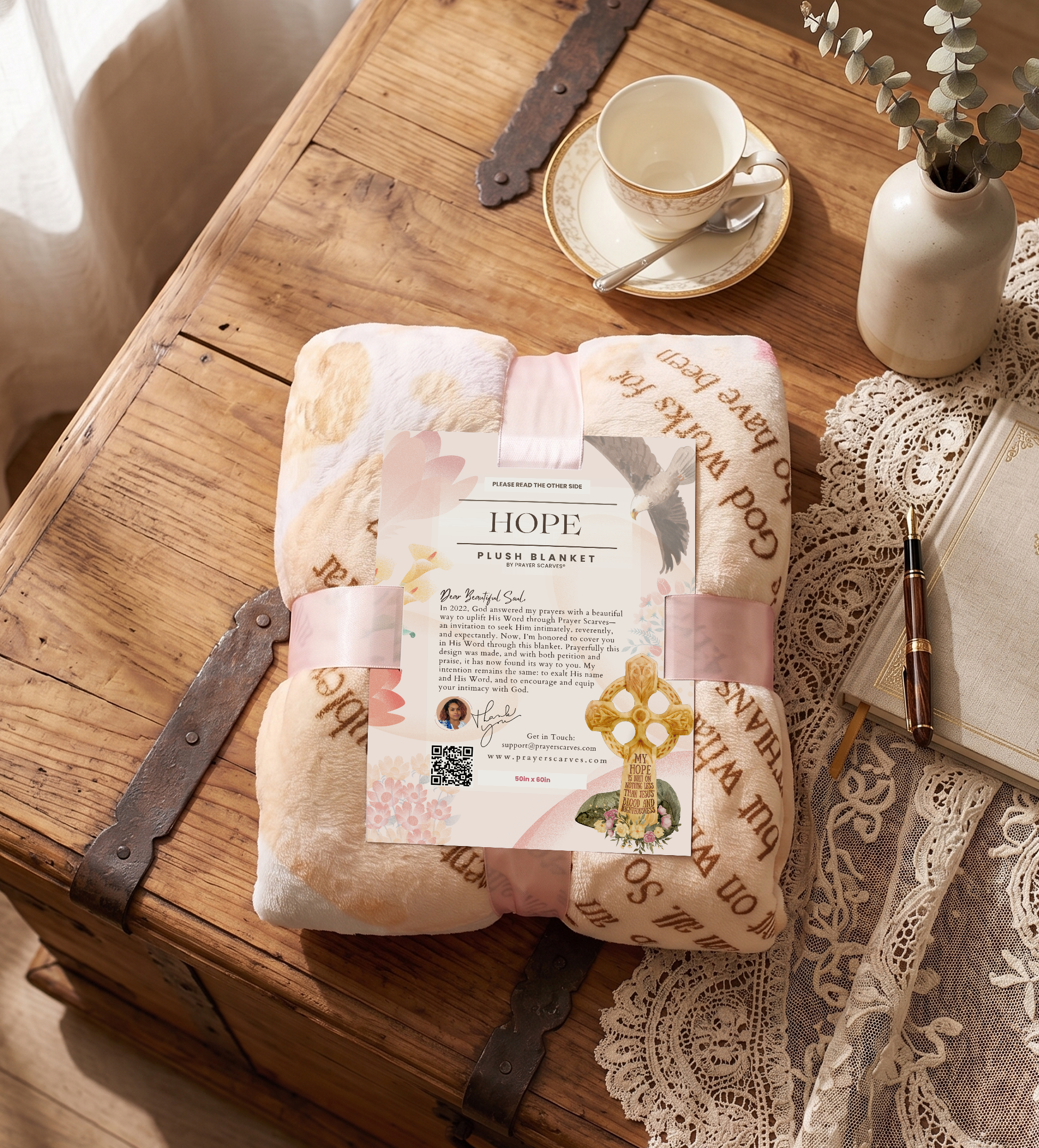 Couverture à verset biblique « Espérance » (Rose)