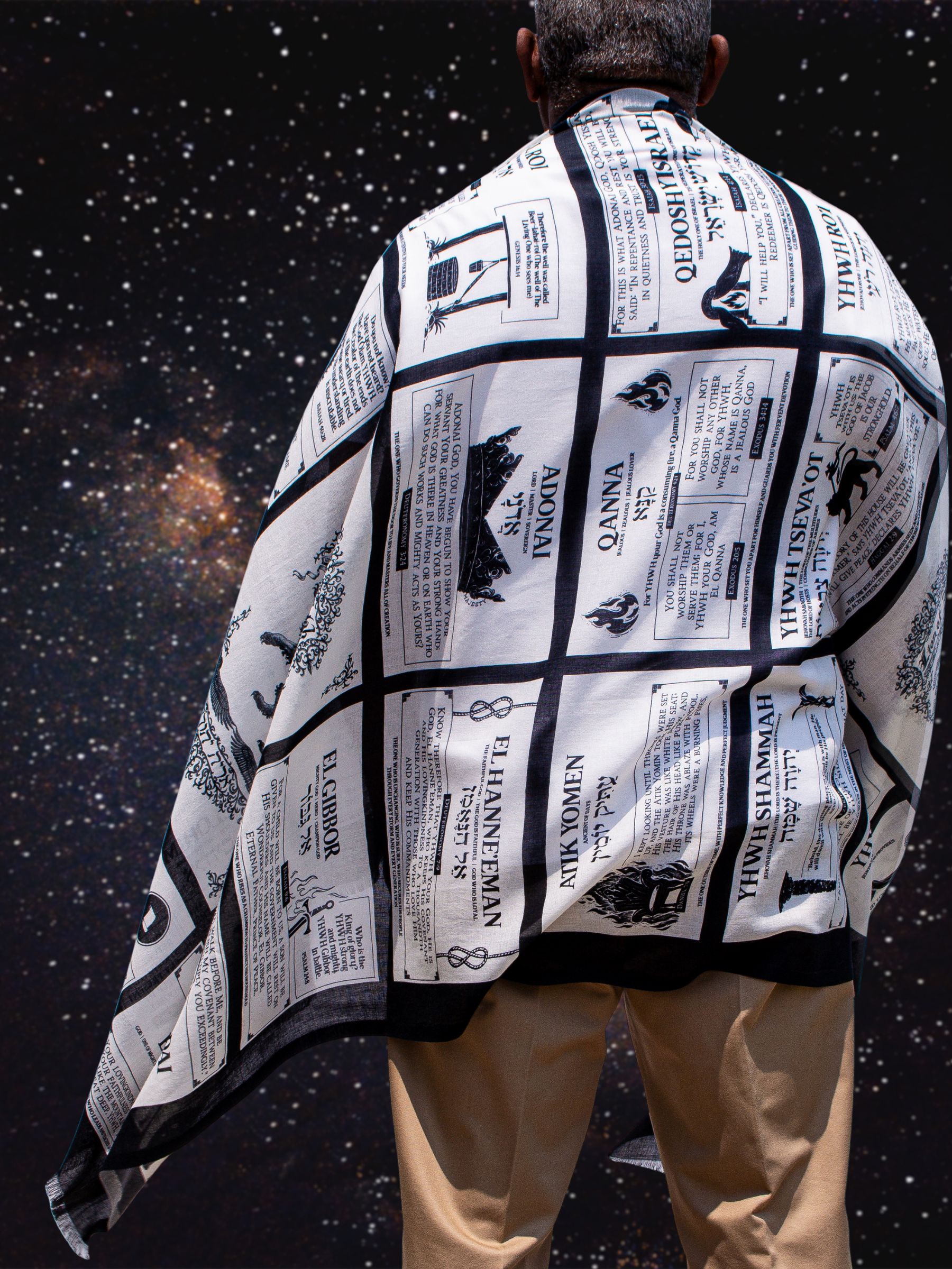 Names of God scarf, Lion of Judah shawl, Hebrew names of God scarf, Christian worship gift, unisex scripture shawl