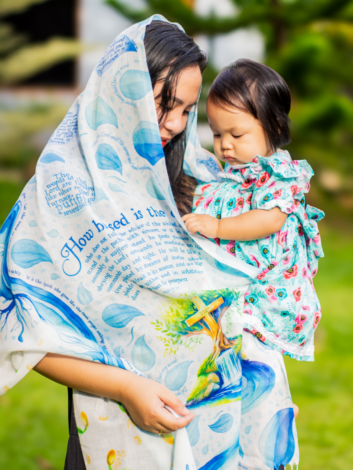 Seed of Life scarf, scripture meditation shawl, rooted in Christ scarf, Bible study Christian gift