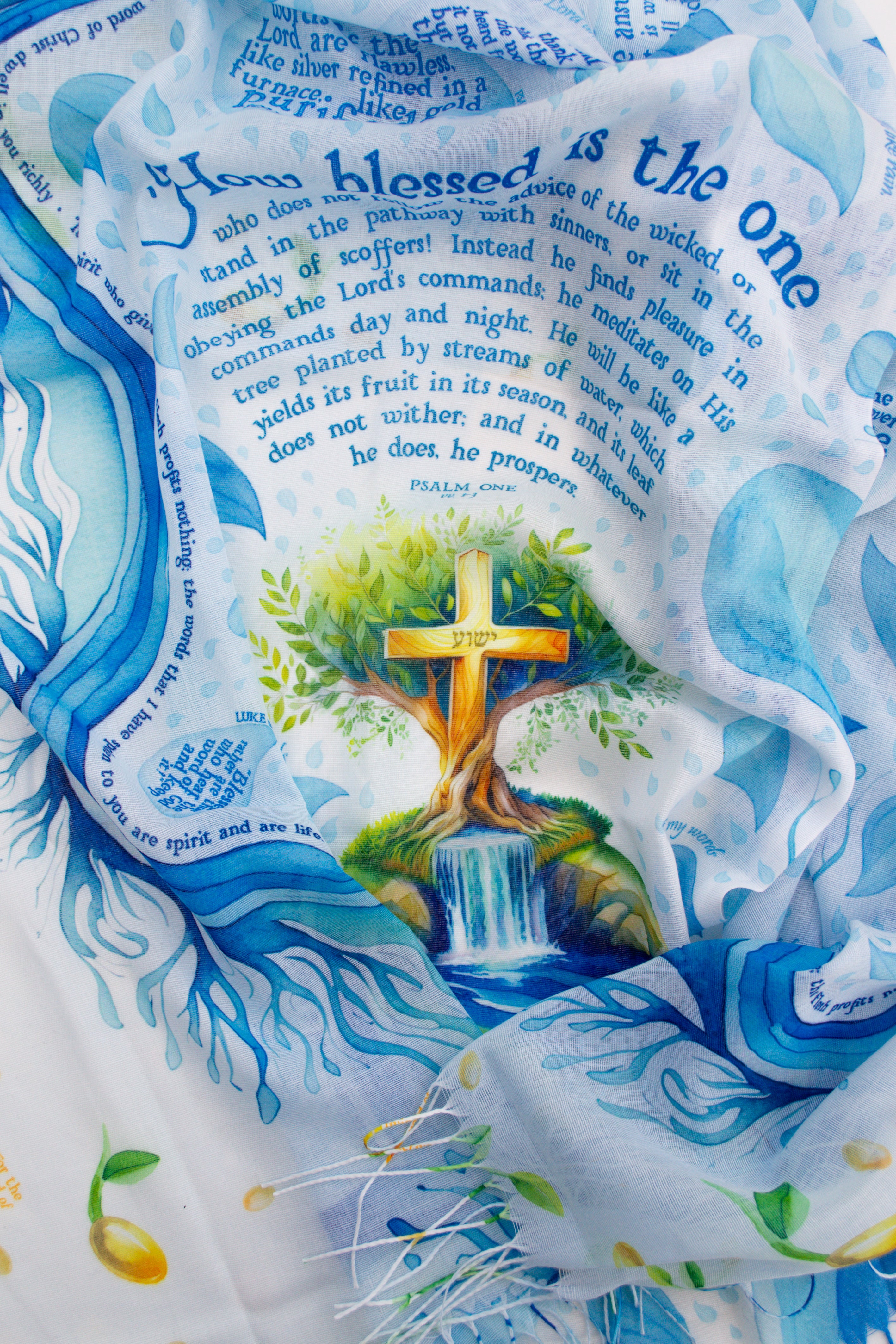 Seed of Life scarf, scripture meditation shawl, rooted in Christ scarf, Bible study Christian gift