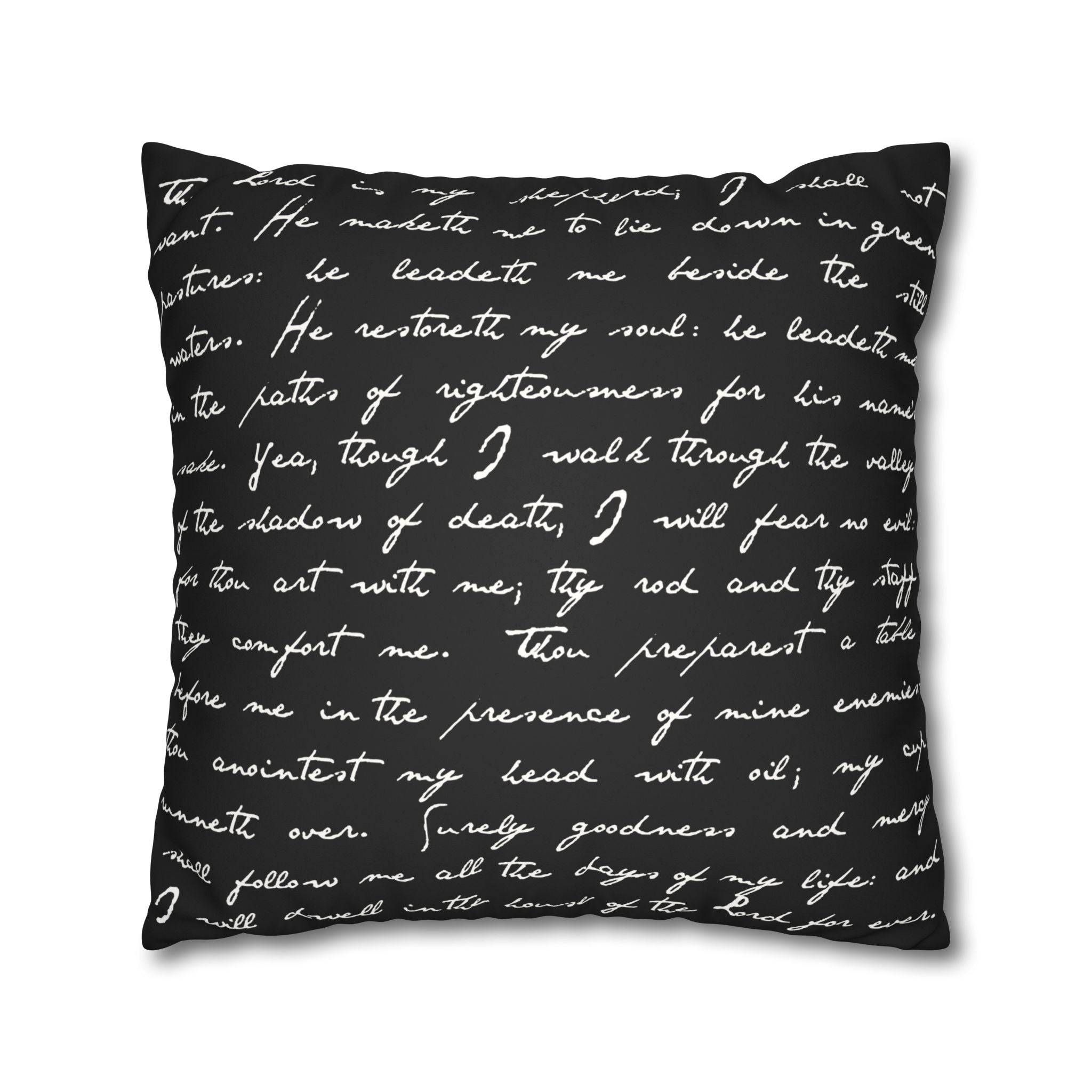 Eternally Yours Psalm 23 Pillowcase, Faux Suede, Black
