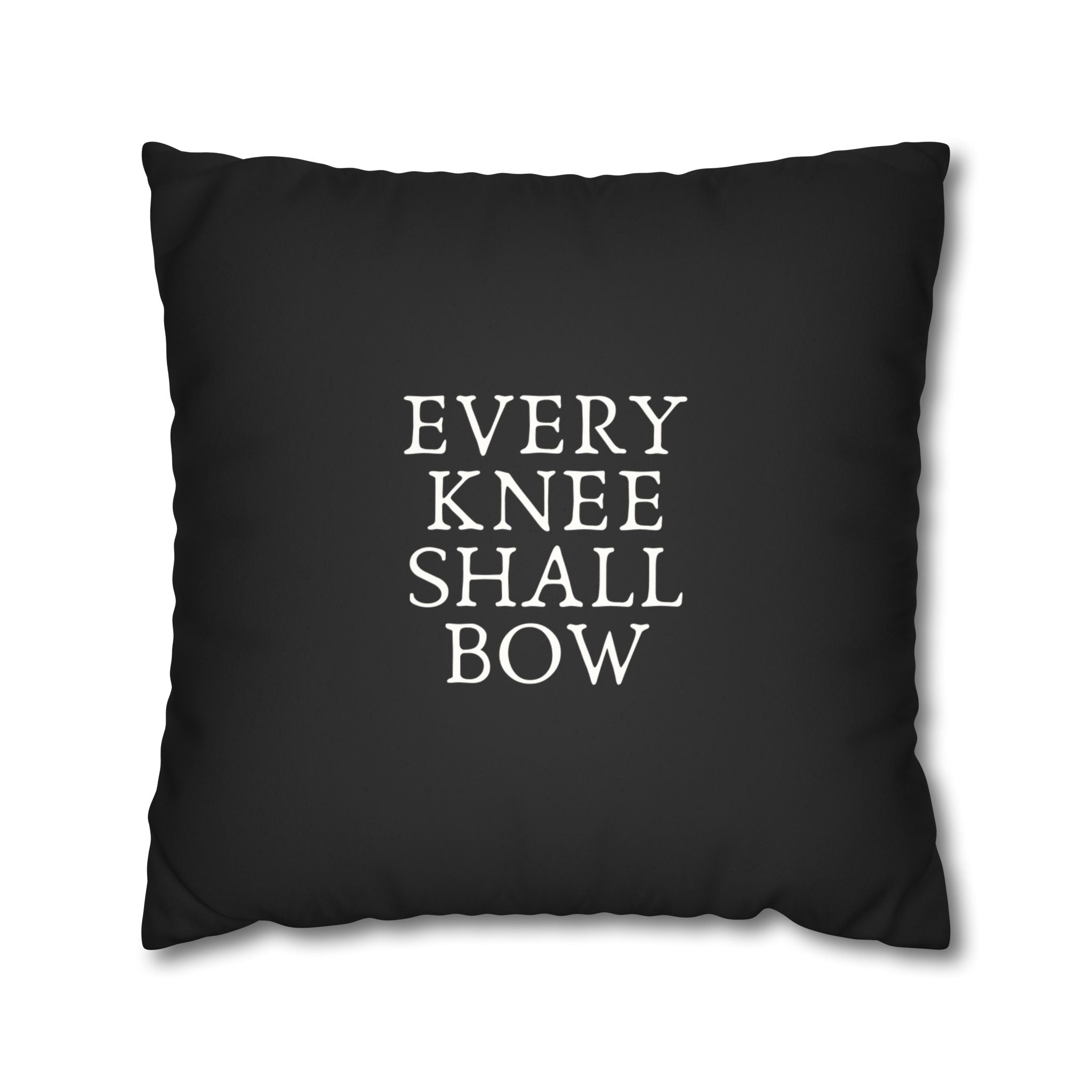 Every Knee + Jesus's Names Pillowcase, Faux Suede, Black