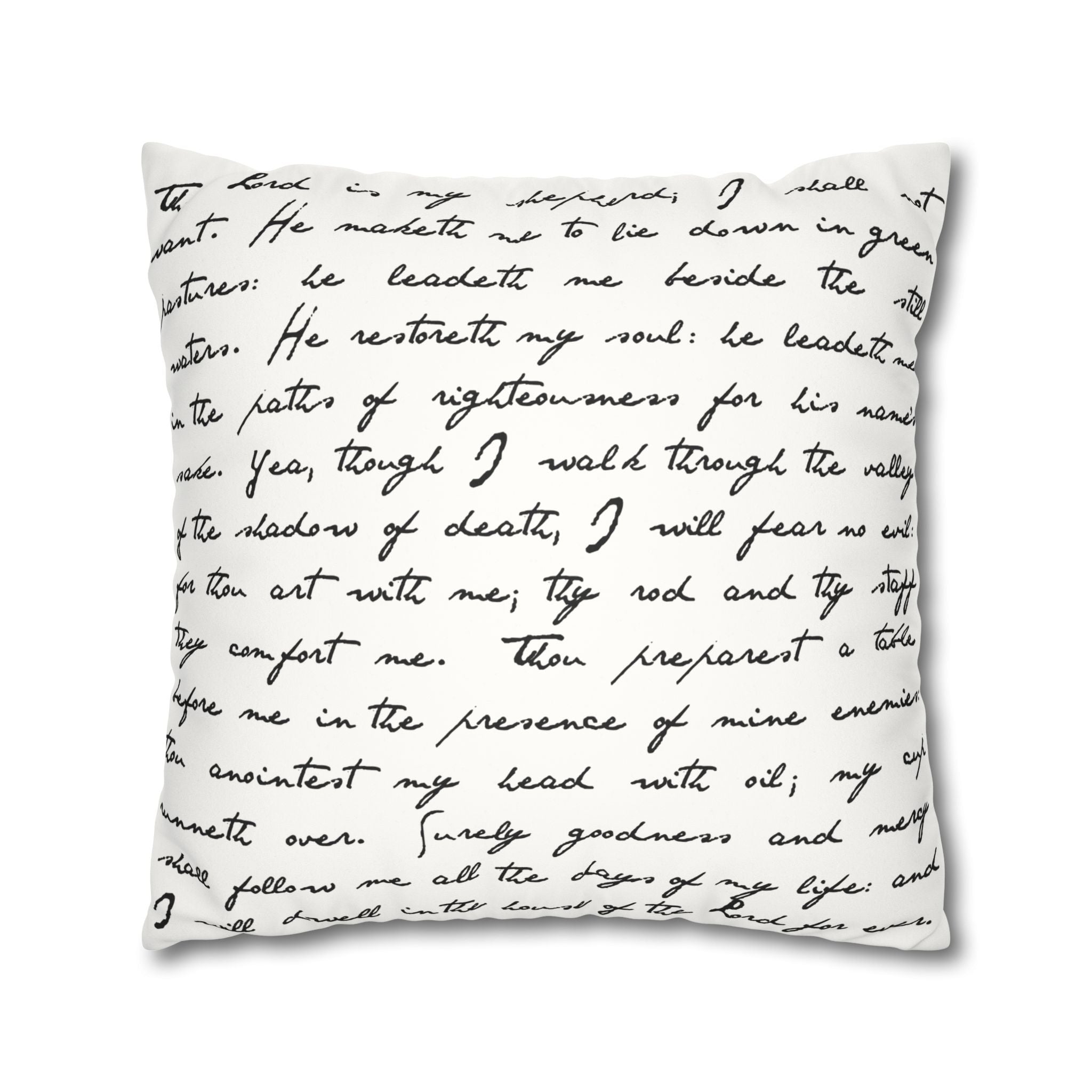 Eternally Yours Psalm 23 Pillowcase, Faux Suede, White