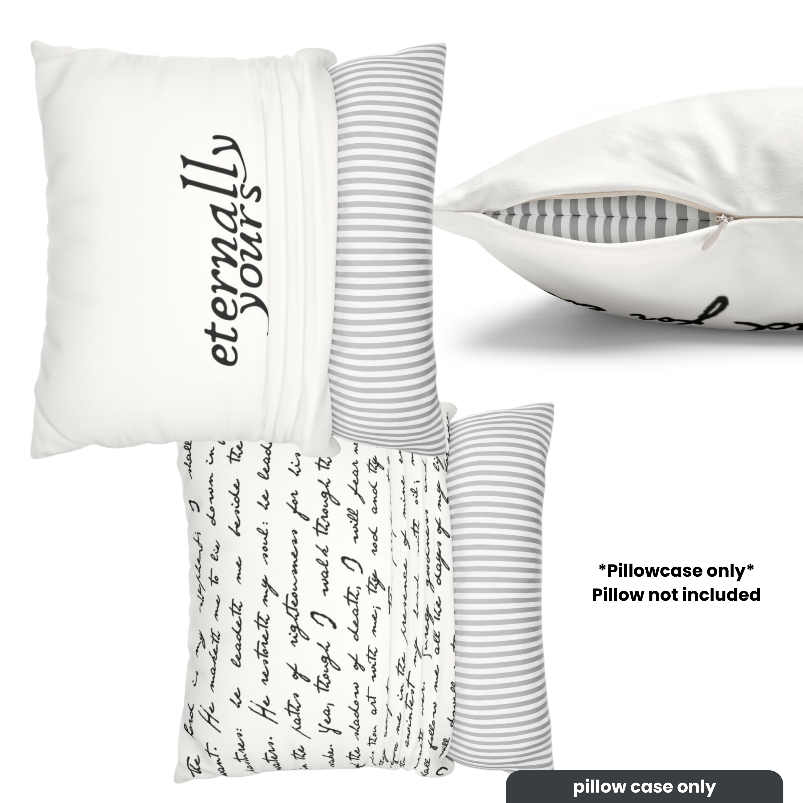 Eternally Yours Psalm 23 Pillowcase, Faux Suede, White