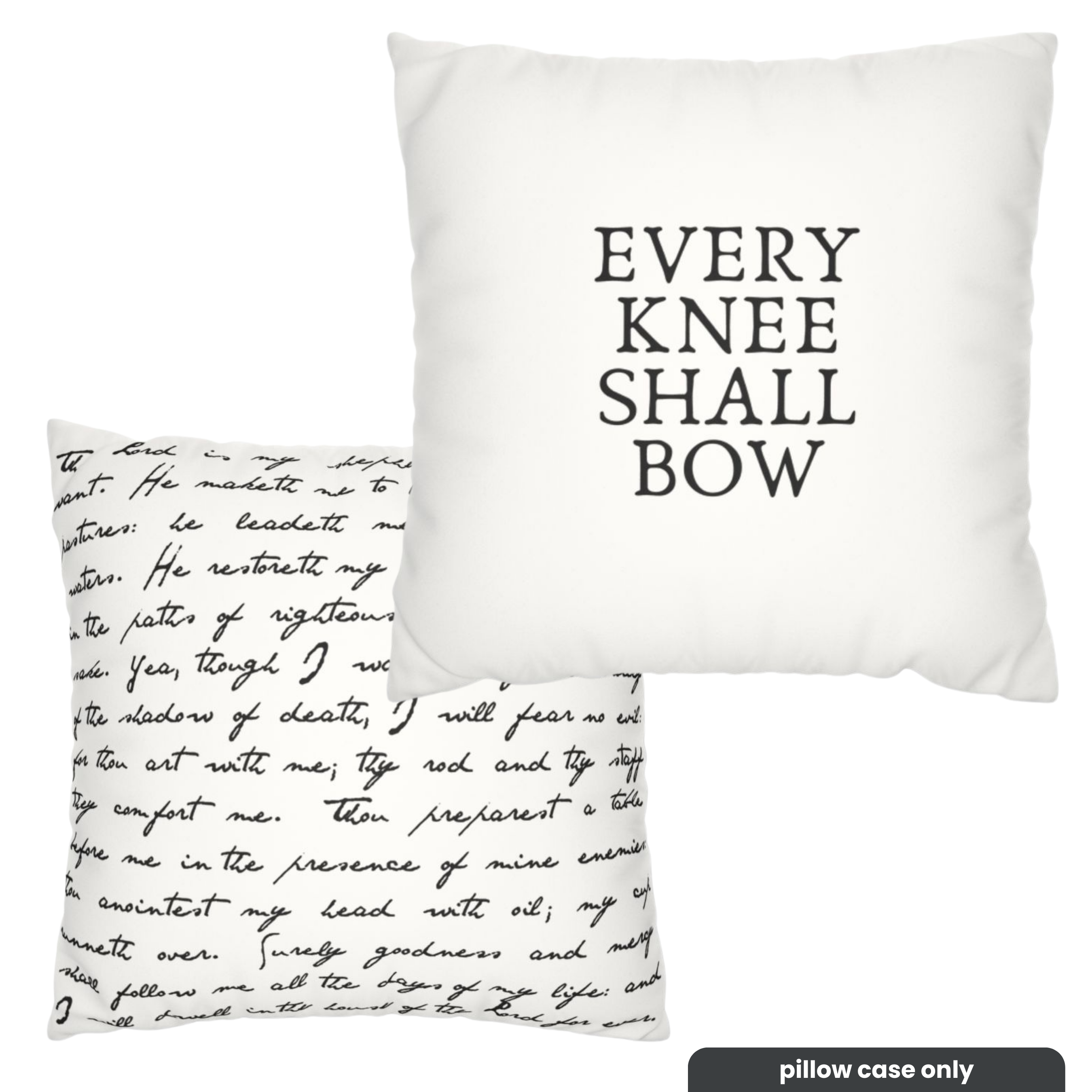 Every Knee + Jesus's Names Pillowcase, Faux Suede, White