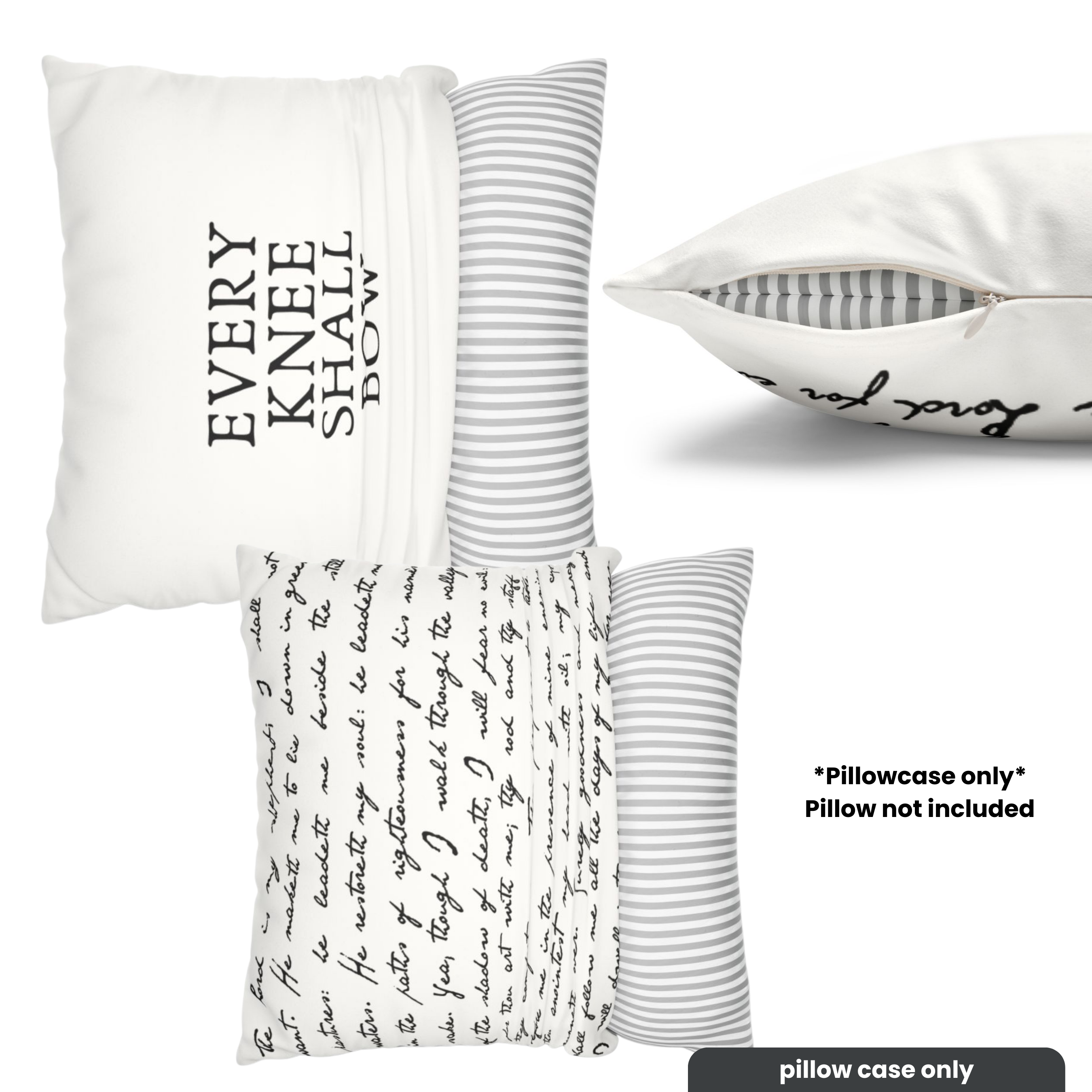 Every Knee + Jesus's Names Pillowcase, Faux Suede, White