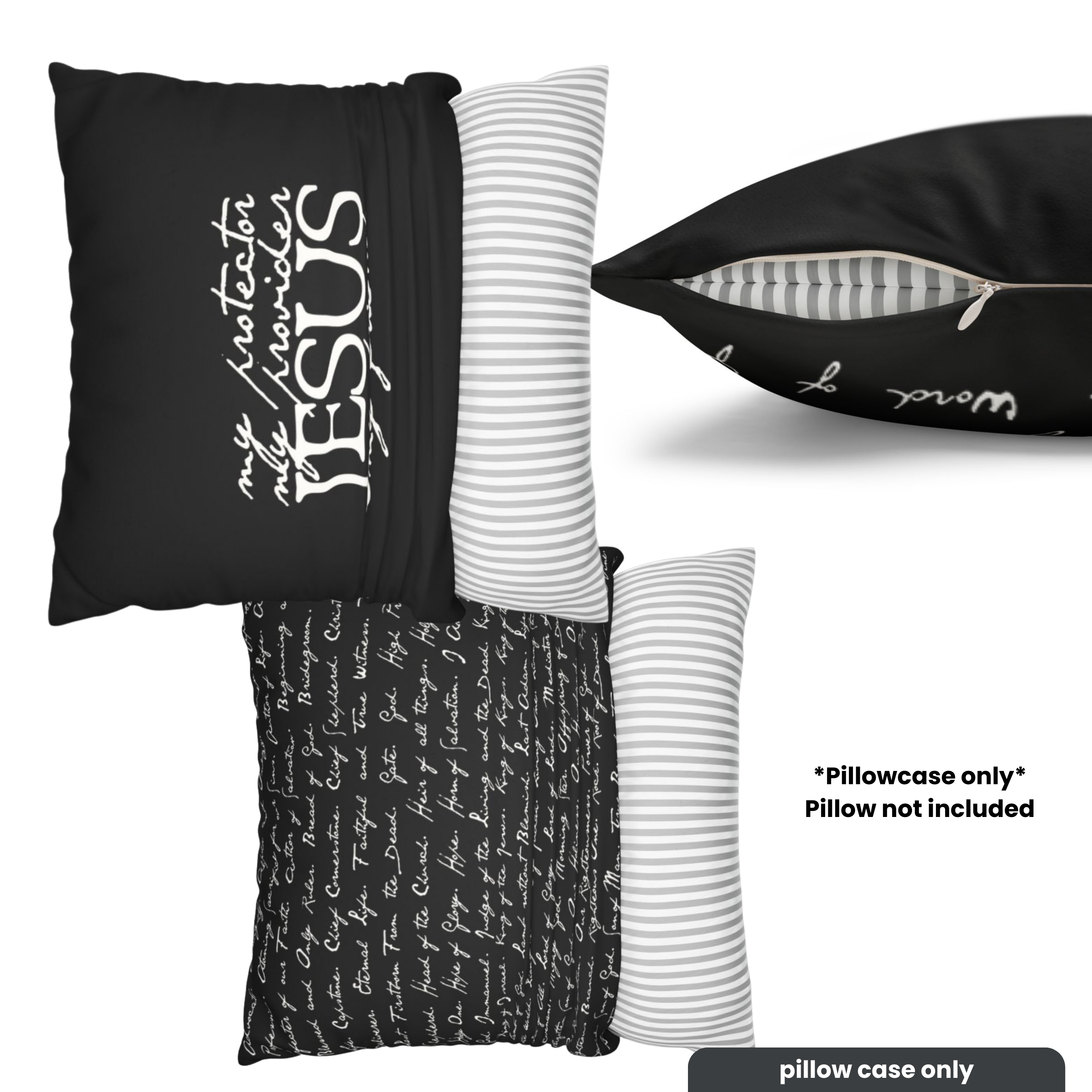 Jesus My Friend Psalm 23 Faux Suede Pillowcase, Black