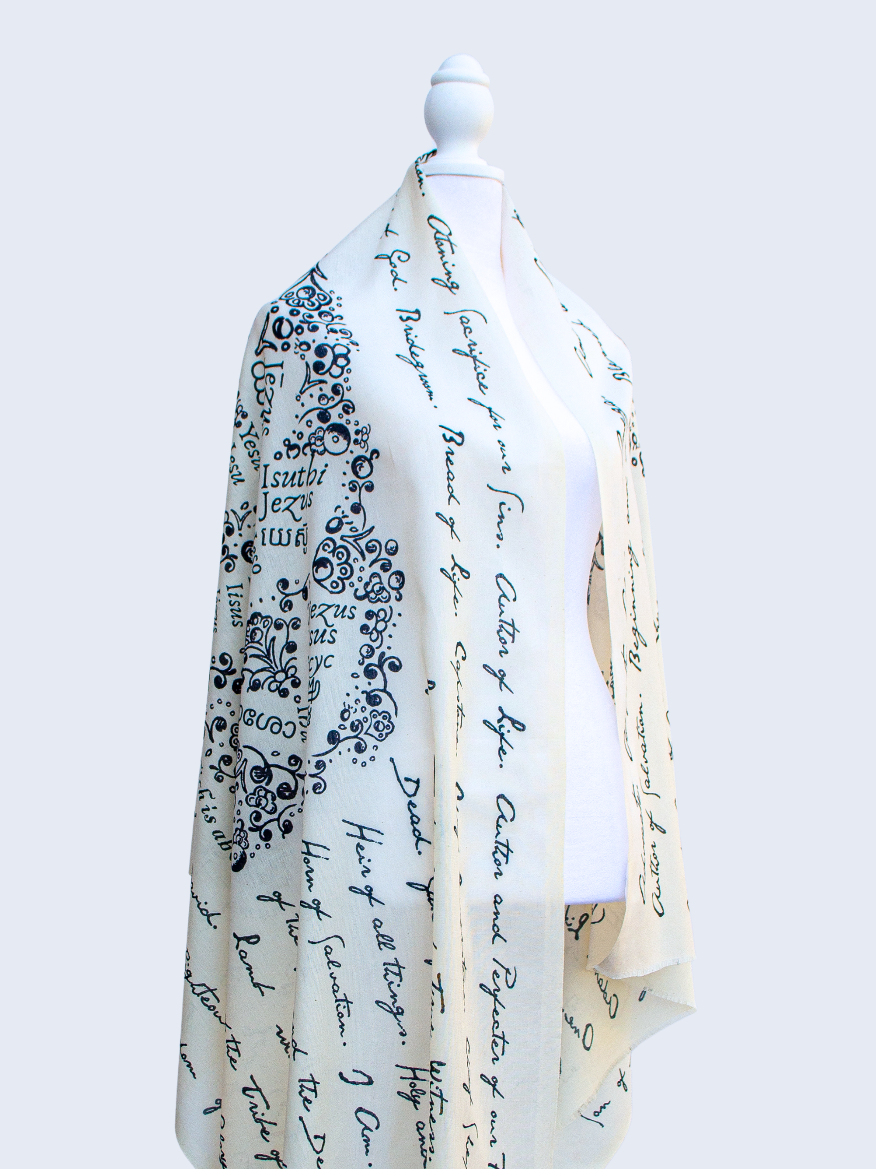 And He Shall be Called (Cotton) Prayer Scarf (Jesus's Names) - Ivory