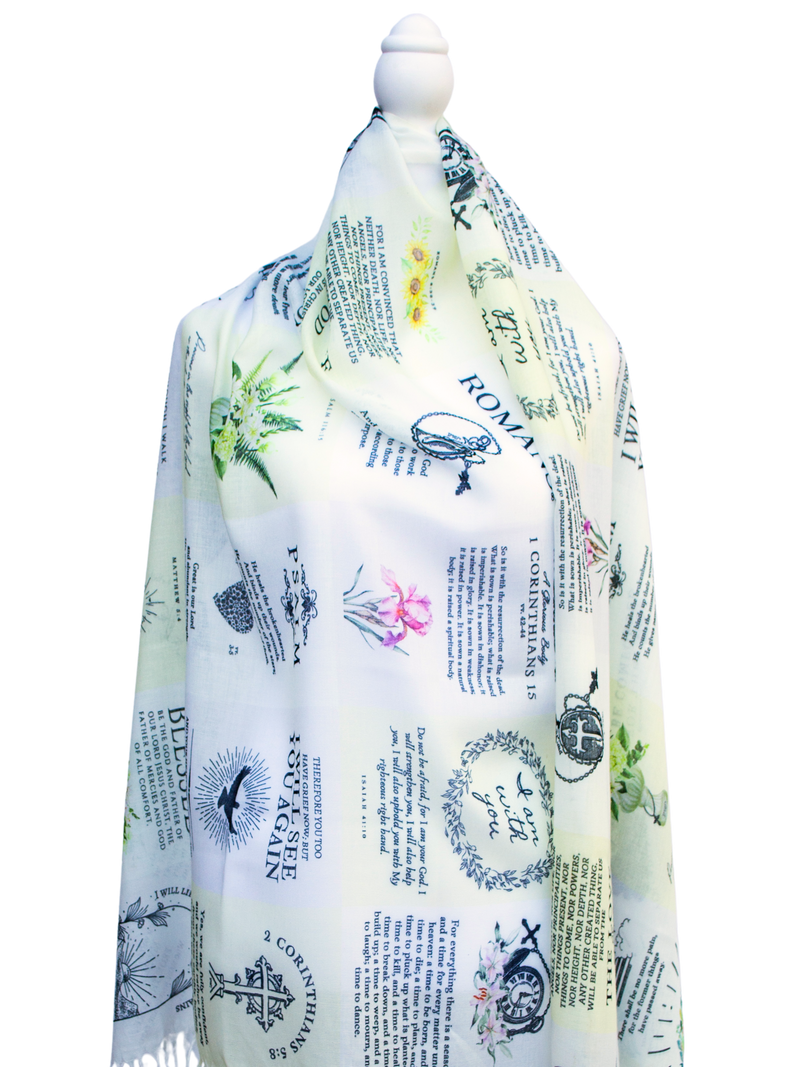 Dawn scarf, Christian sympathy gift, Bible verse bereavement shawl, condolence gift, funeral scripture scarf, grief comfort scarf