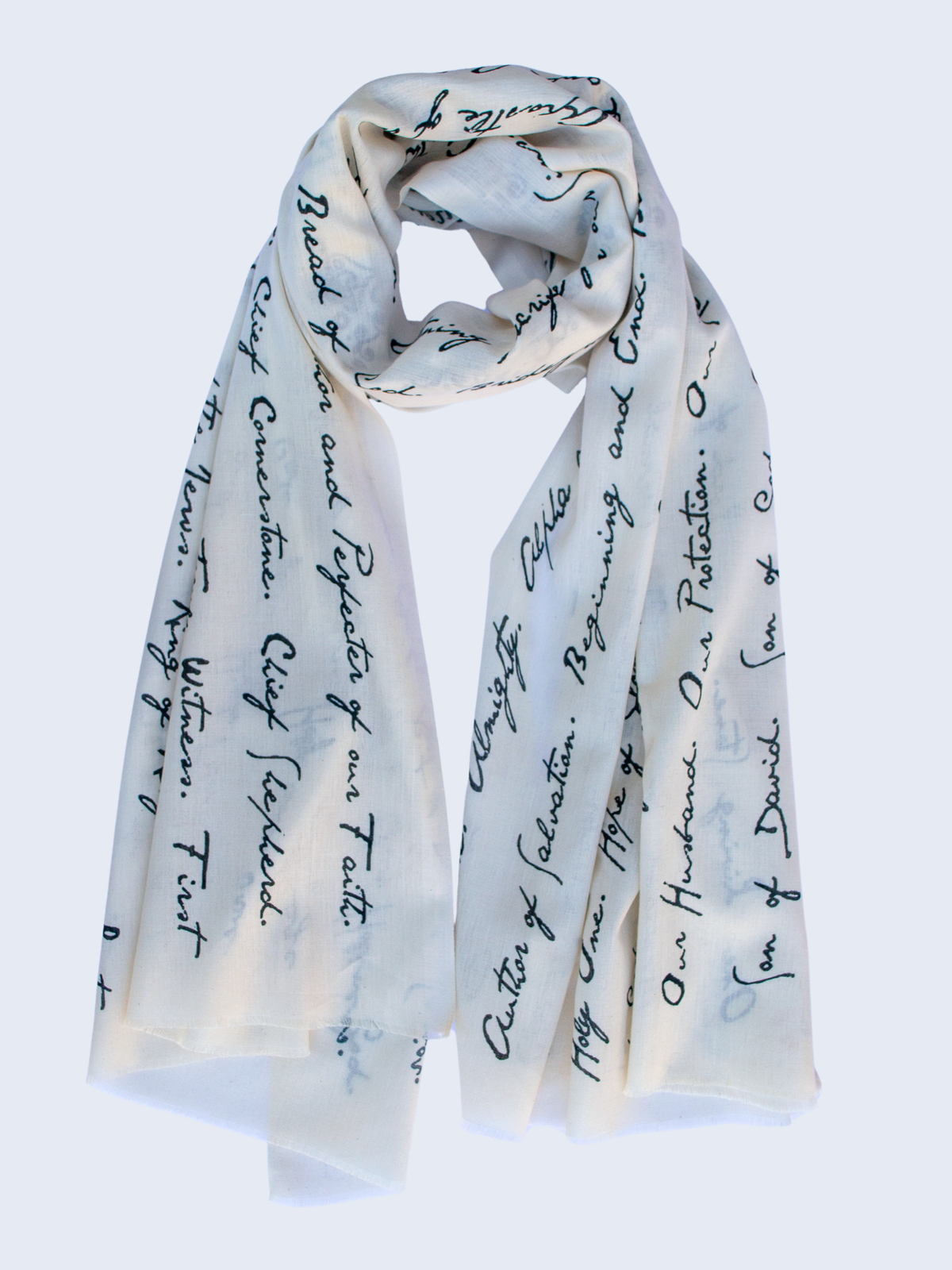 And He Shall be Called Prayer Scarf (Ivory, Organic Cotton)