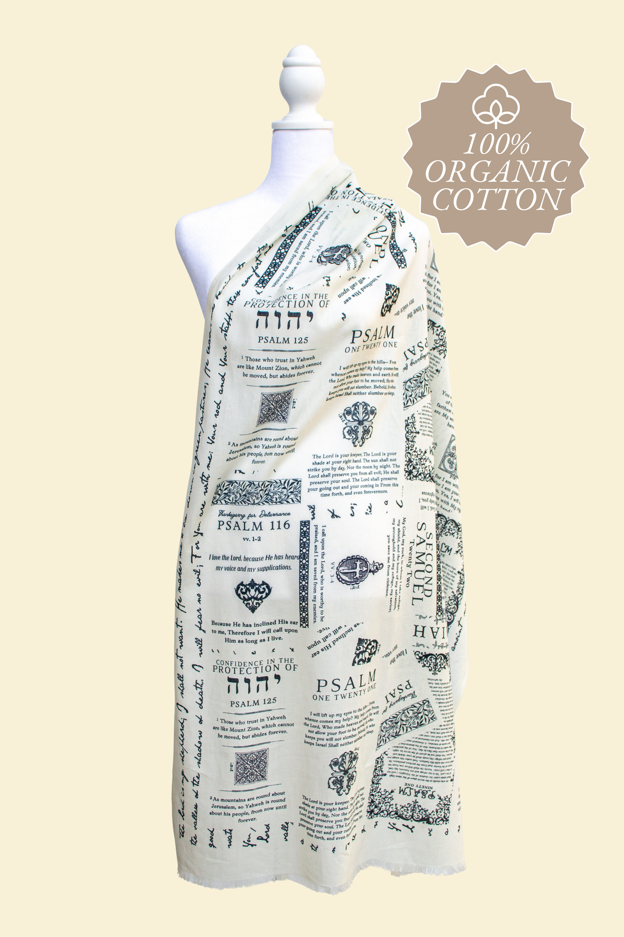 Protection Cotton Scarf w/ Canvas Bag (Ivory, Organic Yarn))